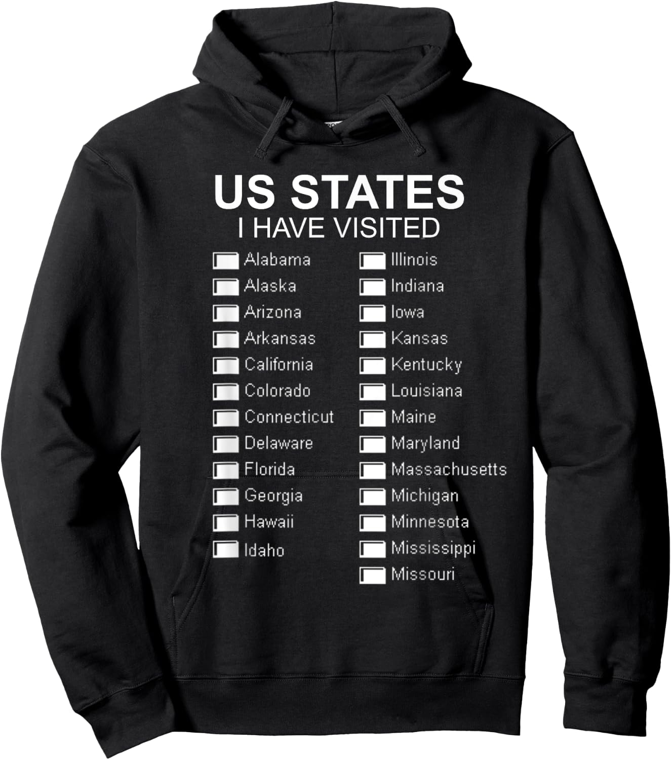 US States I Have Visited All 50 States Travel Bucket List Hoodie - Hoodie | Black