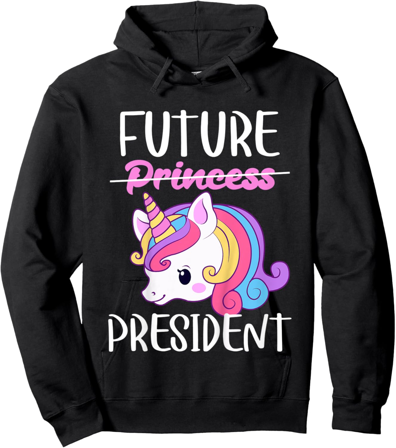 Kids Future President Girls Feminist Unicorn Hoodie - Hoodie | Black