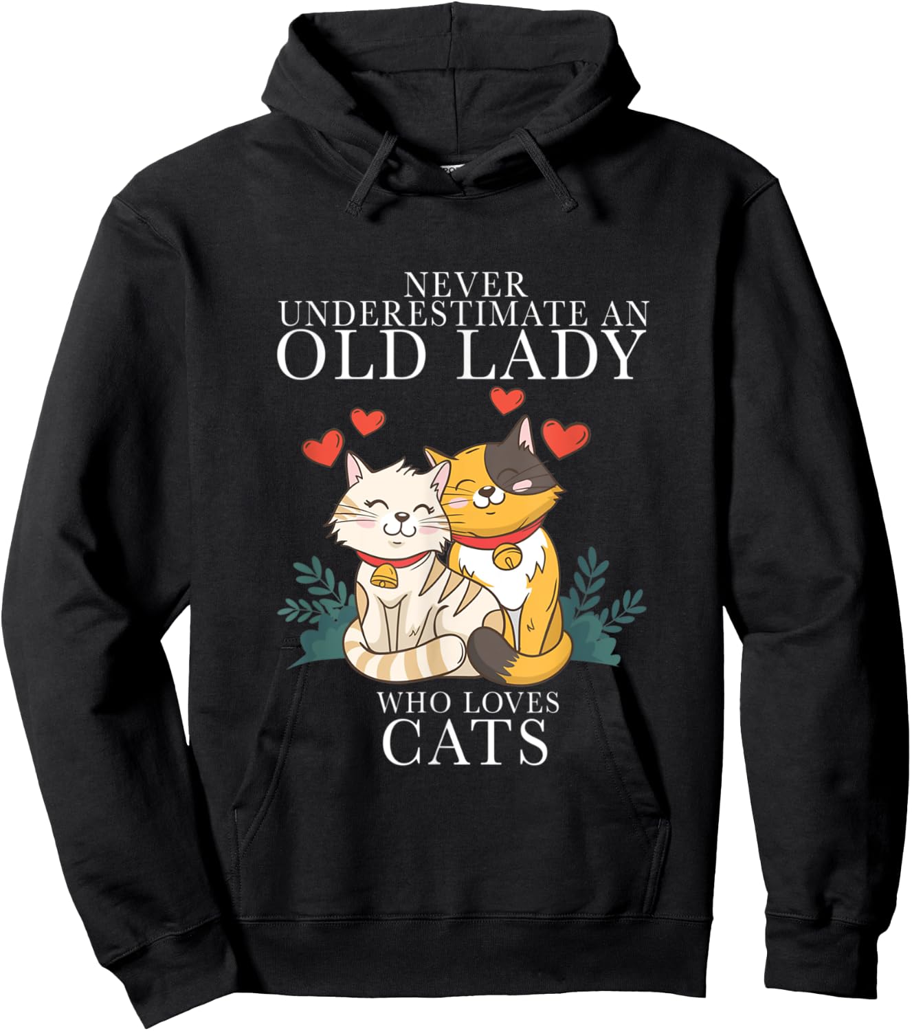Never Underestimate An Old Lady Who Loves Cats Hoodie - Hoodie | Black