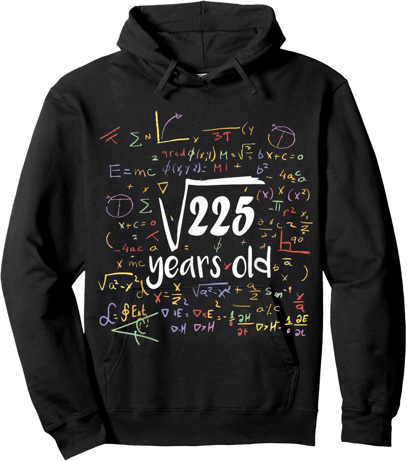 Square Root Of 225 - 15th Birthday 15 Year Old Math Bday Hoodie - Hoodie | Black