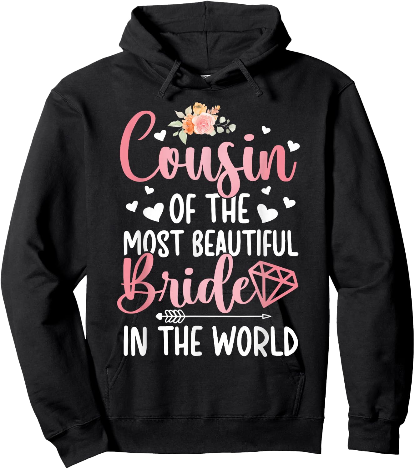 Cousin of The Bride Cousin Proud Bride's Cousin Hoodie - Hoodie | Black