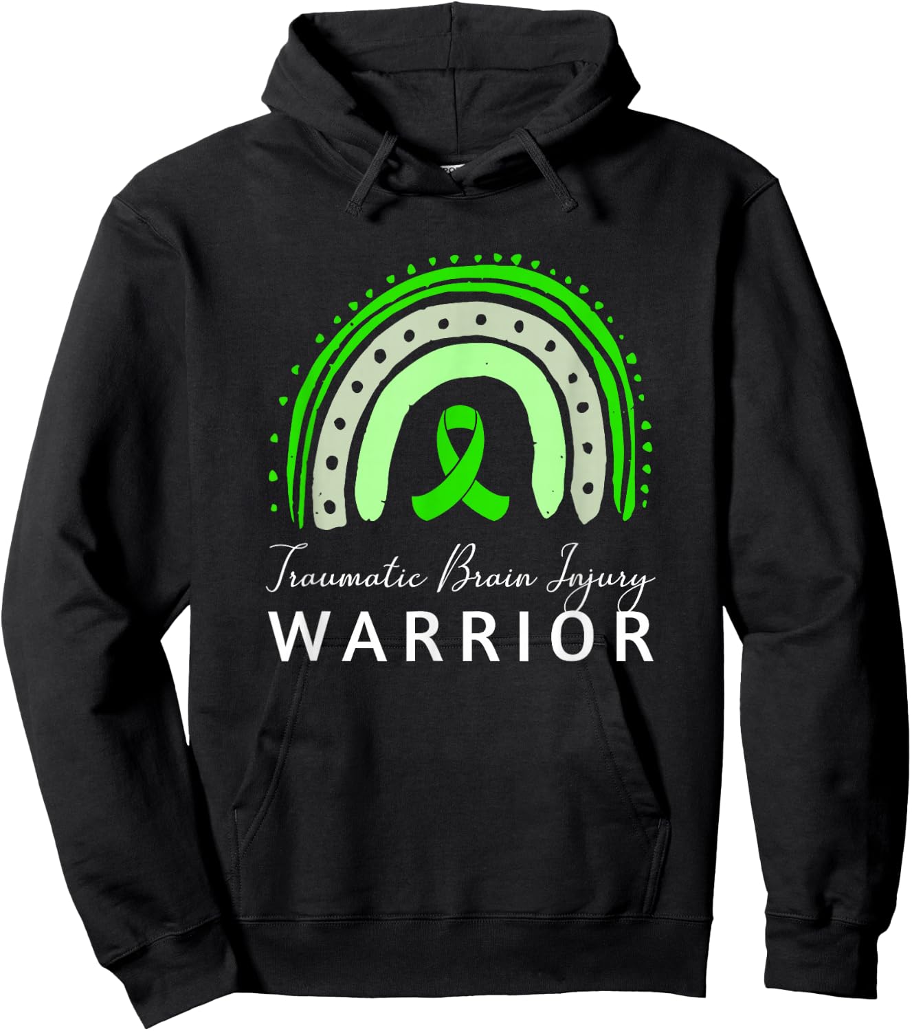 Traumatic Brain Injury Warrior / Green Ribbon TBI Support Hoodie - Hoodie | Black
