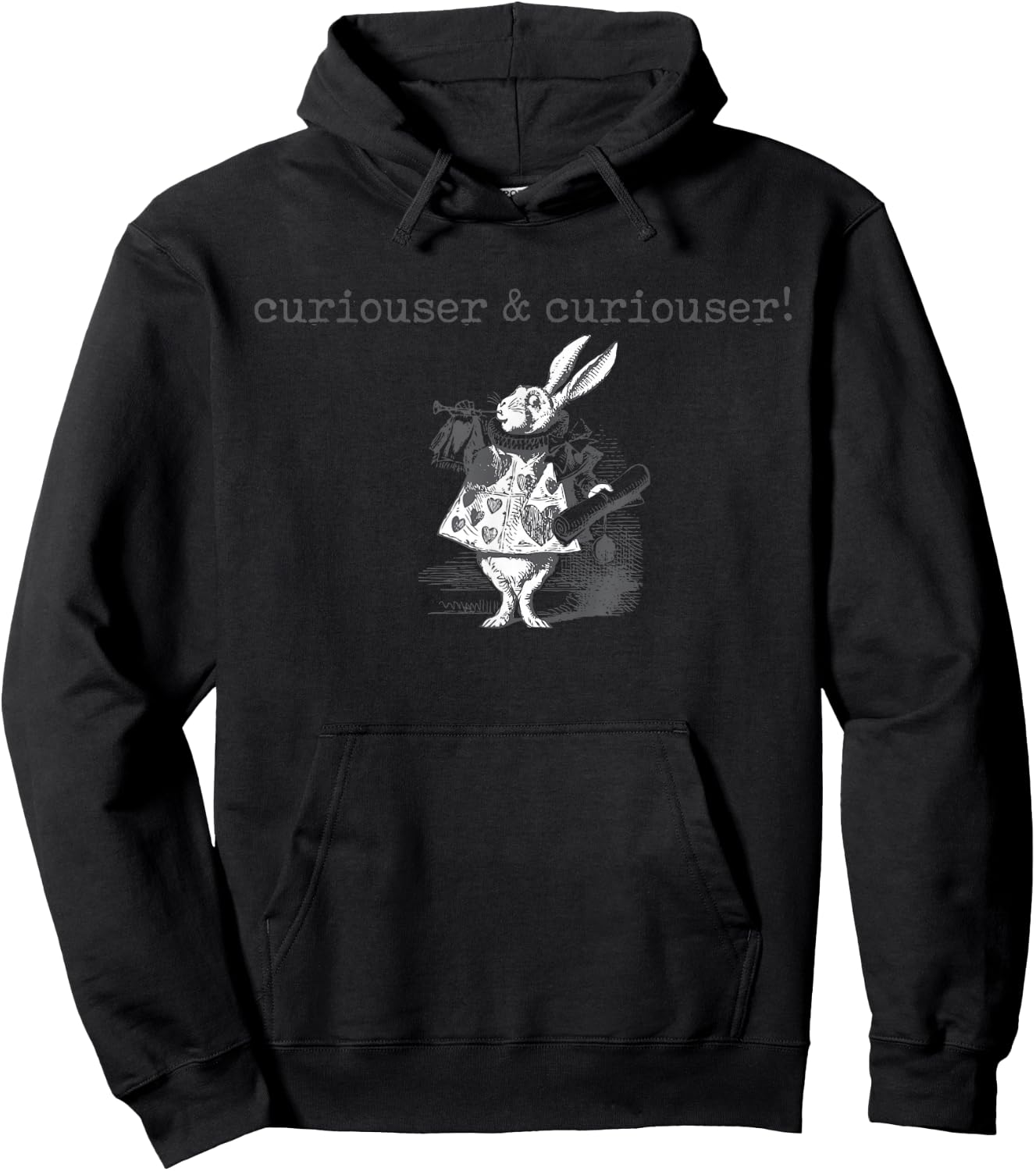 Alice in Wonderland Quote Shirt Curiouser Lewis Carroll Book Hoodie - Hoodie | Black
