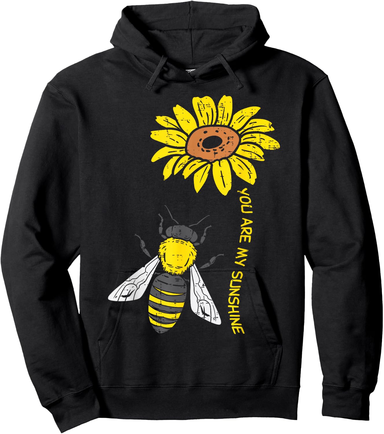 Sunflower Bee You Are Sunshine Vintage Nature Environment Hoodie - Hoodie | Black