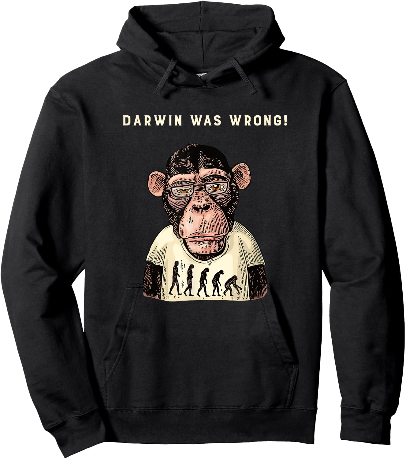 Darwin Was Wrong Monkey Reverse Evolution Hoodie - Hoodie | Black