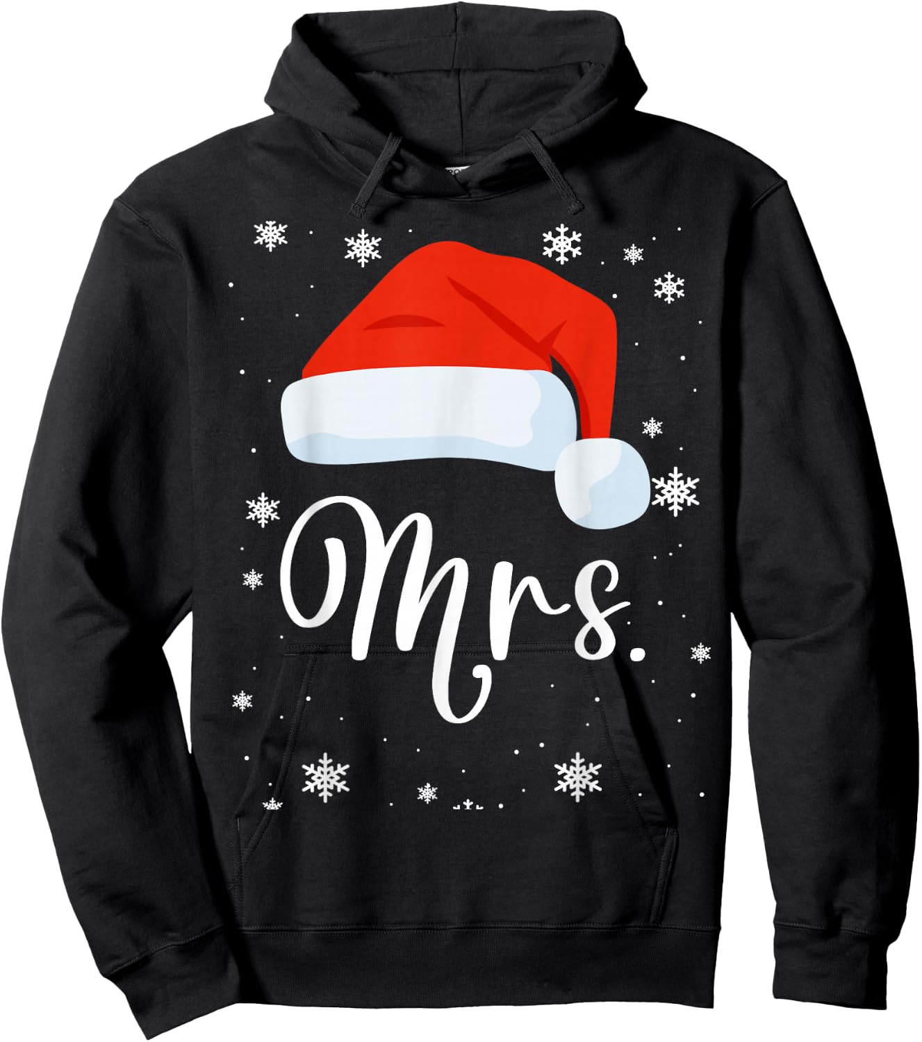 Mr and Mrs Claus Couples Matching Christmas Pajamas Santa Hoodie - Hoodie | Black