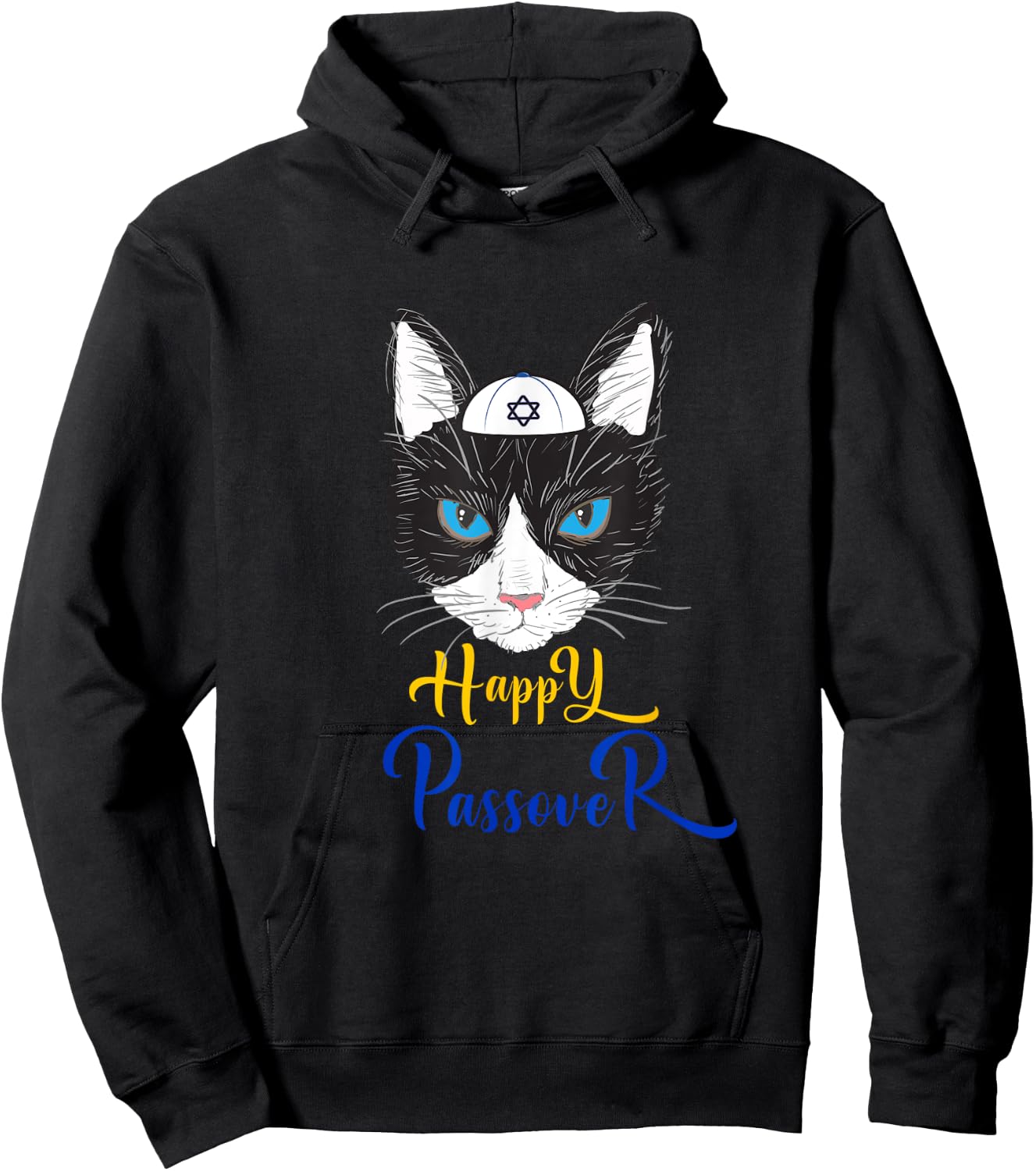 Passover Funny Happy Passover cat funny Seder Jewish holiday Men Women Girls Kids Hoodie - Hoodie | Black