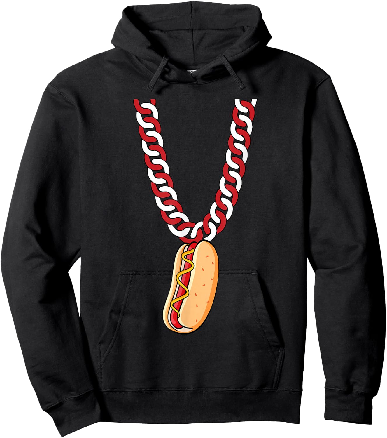 Hot Dog 4th Of July Funny Necklace Patriotic Food Lover Hoodie - Hoodie | Black