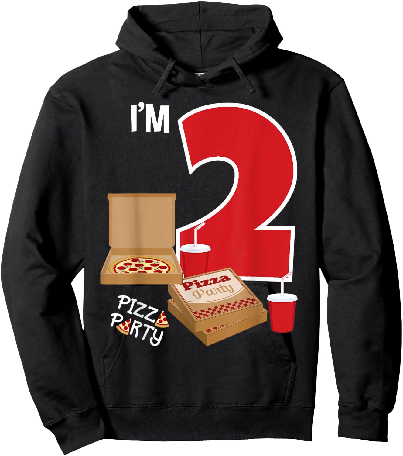 I'm 2 Pizza Theme Birthday Pizza Lover Pizza Party 2nd Bday Hoodie - Hoodie | Black