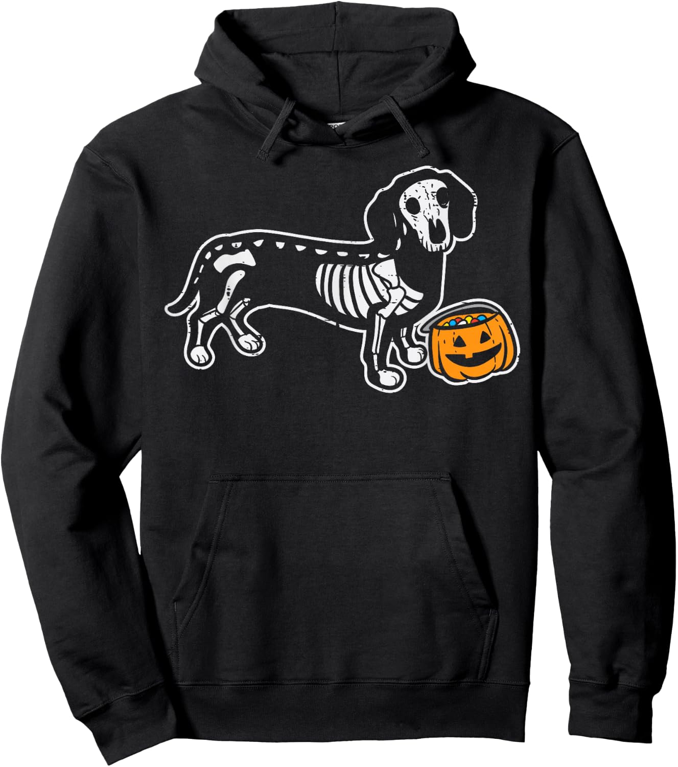 Dachshund Skeleton Jack O Lantern Funny Halloween Wiener Dog Hoodie - Hoodie | Black