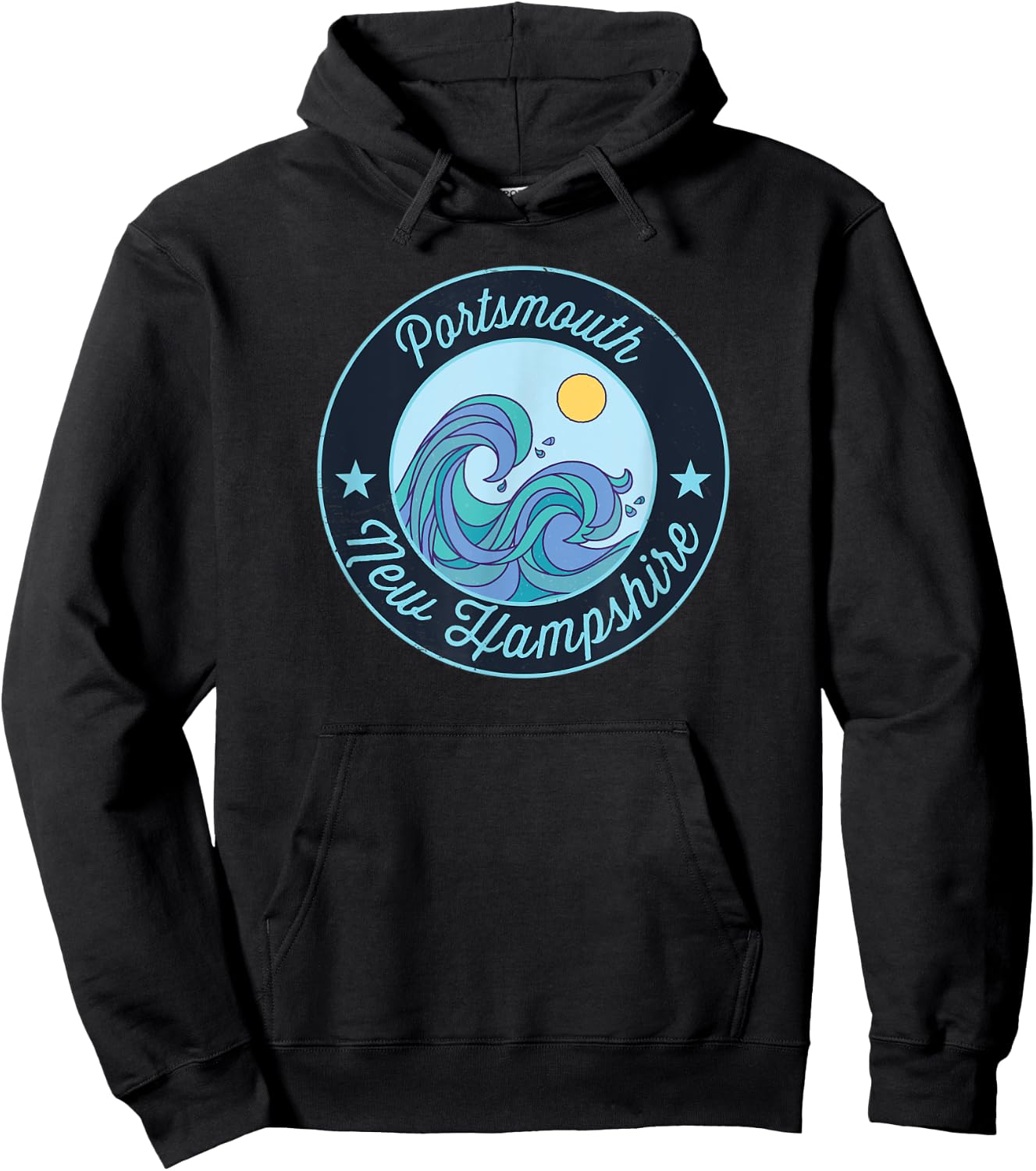 Portsmouth NH New Hampshire Souvenir Nautical Surfer Graphic Hoodie - Hoodie | Black