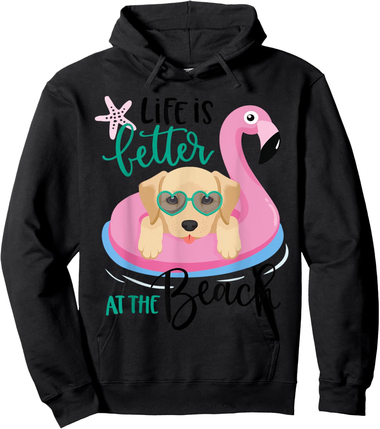 Life is better at the beach Shirt, Dog Golden Retriever Hoodie - Hoodie | Black