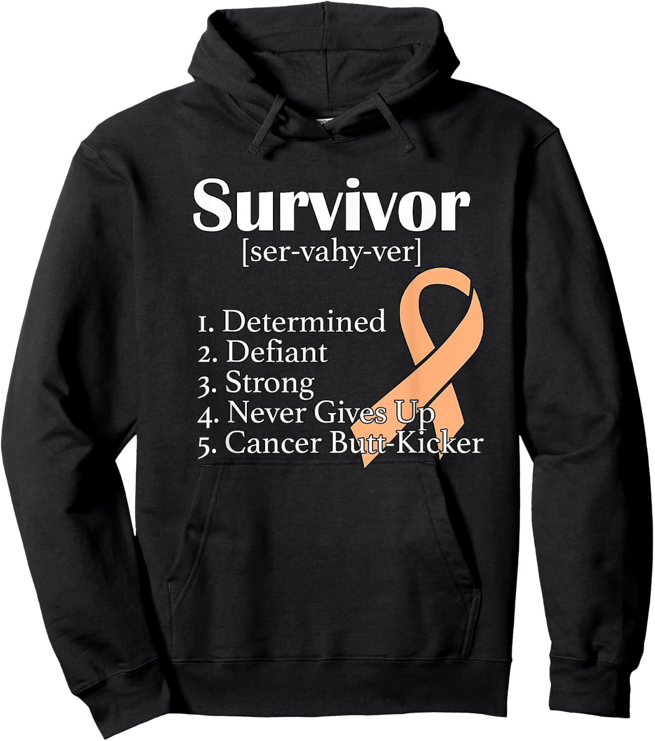 Uterine Cancer Survivor Gift Definition Peach Ribbon Novelty Hoodie - Hoodie | Black