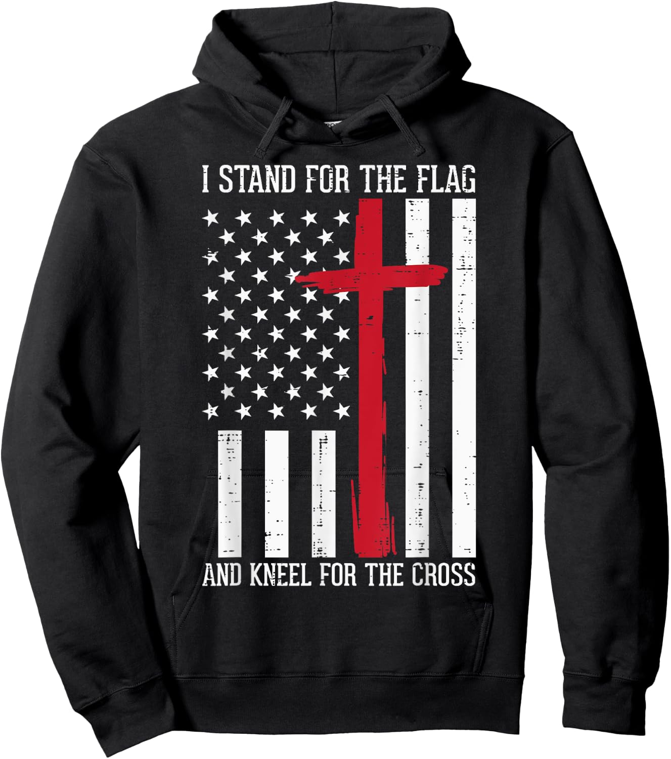 I Stand For The Flag Kneel For Cross Memorial Day Patriot Hoodie - Hoodie | Black