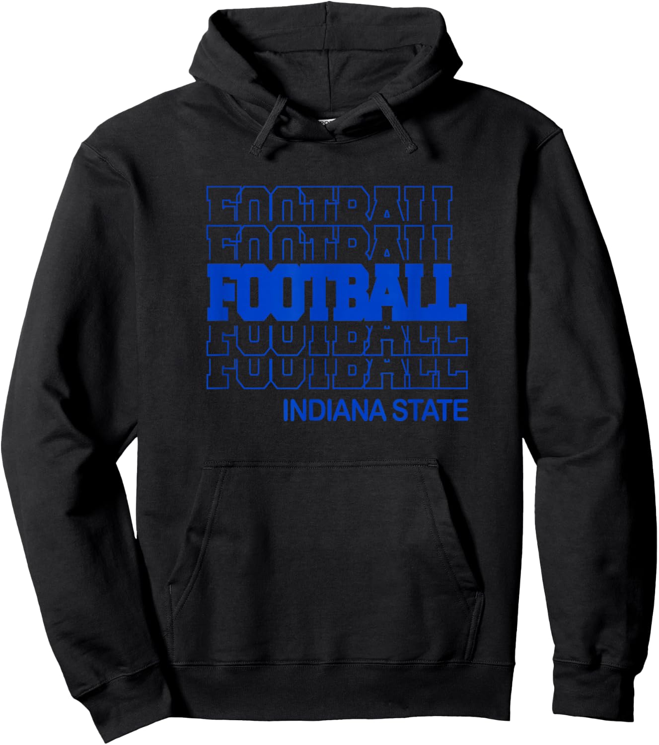 Football Indiana State in Modern Stacked Lettering Hoodie - Hoodie | Black