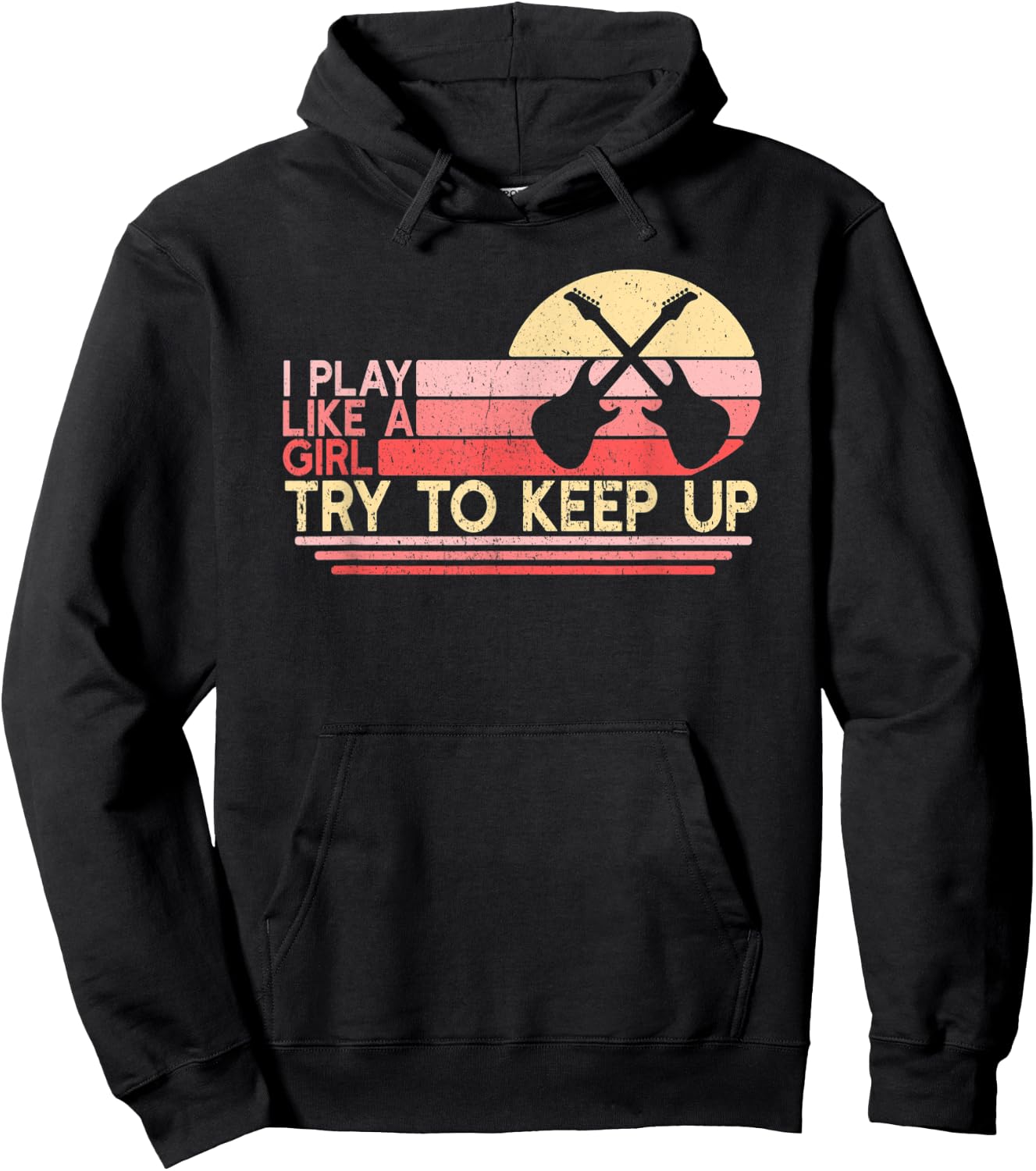 Play Like Girl Guitar | Female Guitarist | Electric Guitar Hoodie - Hoodie | Black