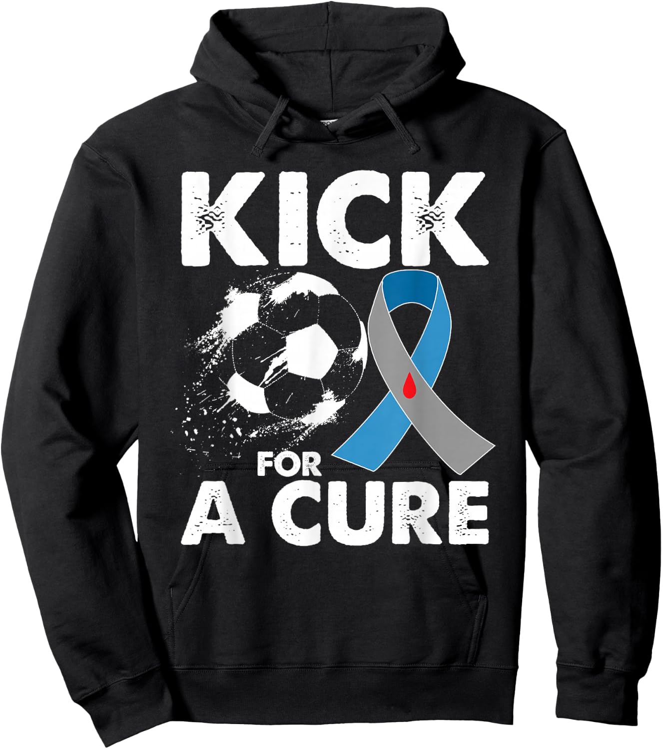 Kick For A Cure Soccer Type 1 T1D Diabetes Awareness Month Hoodie - Hoodie | Black