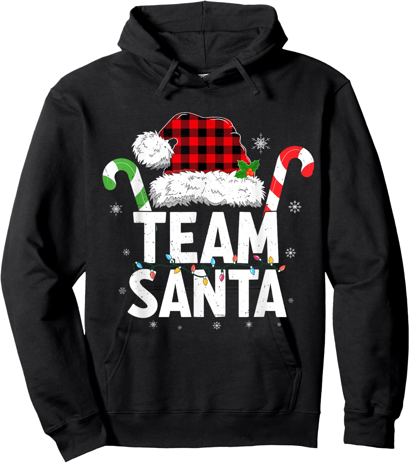 Team Santa Red Plaid Christmas Family Matching Hoodie - Hoodie | Black