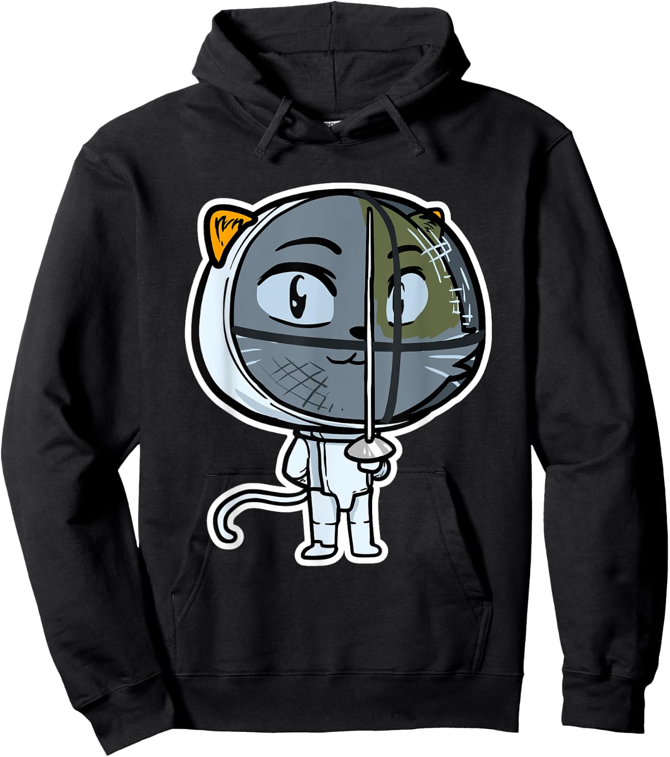 Cute Kawaii Cat Fencing Fencer Cat Lovers Women Girls Kids Hoodie - Hoodie | Black