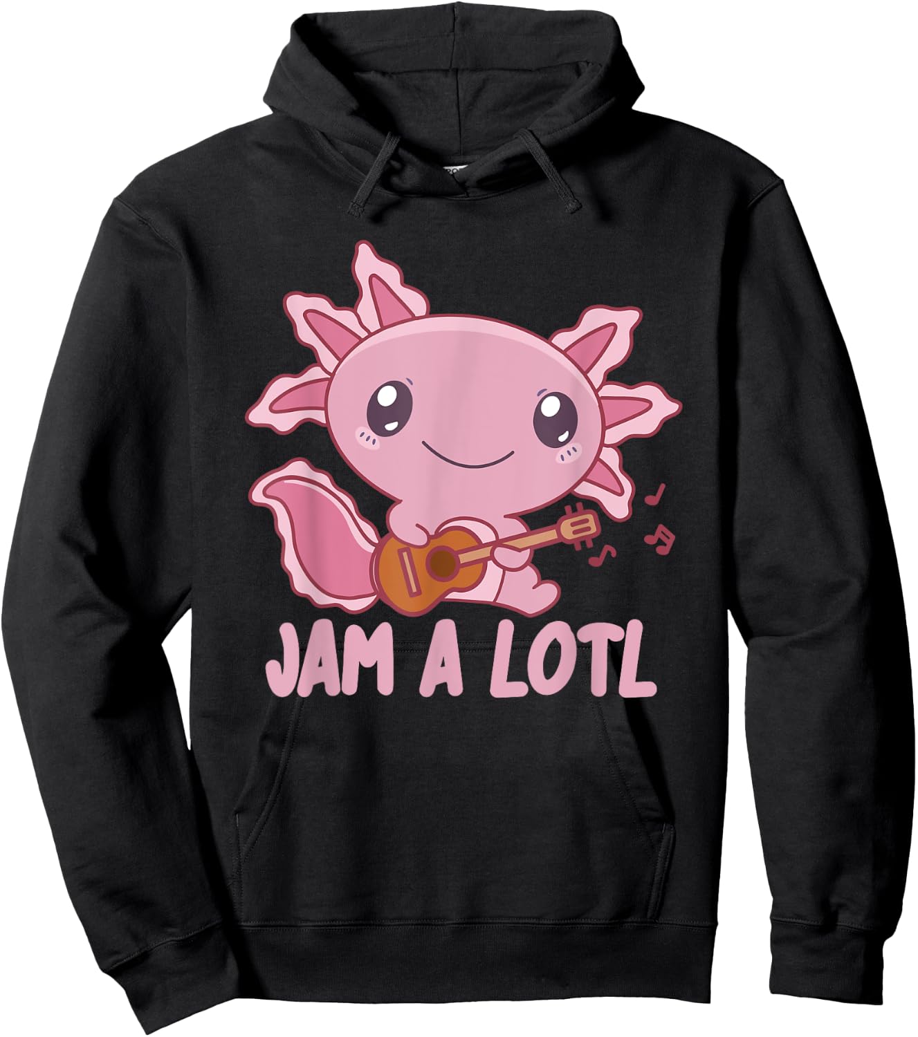 Jam A Lotl Axolotl Makes Music On The Guitar Sweet Axolotl Hoodie - Hoodie | Black