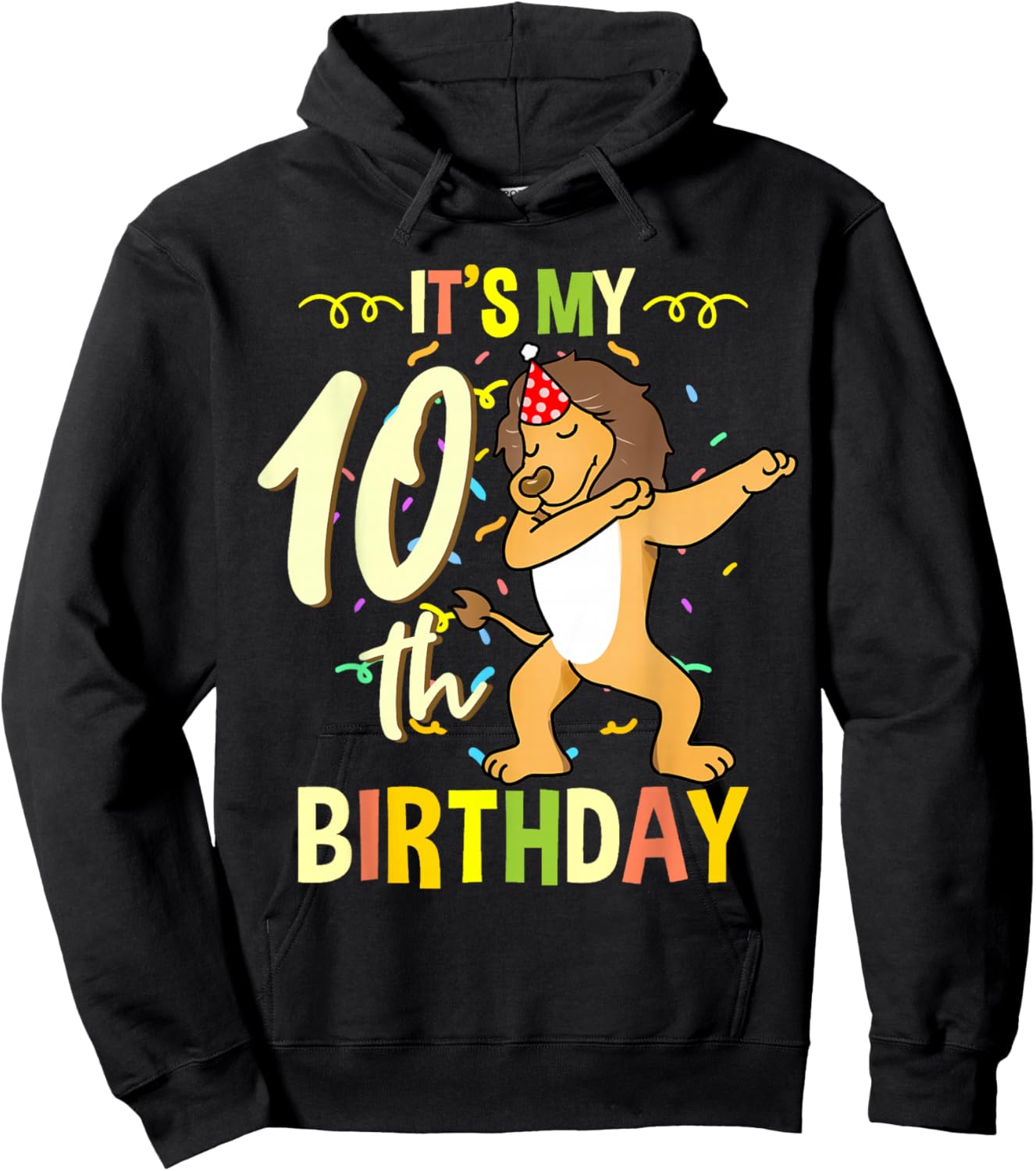 Its My 10th Birthday Dabbing Lion Hoodie - Hoodie | Black