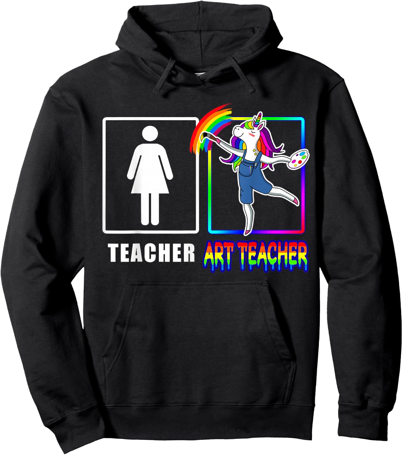 Cute Art Teacher Magical Dabbing Unicorn Gift Funny Artist Hoodie - Hoodie | Black