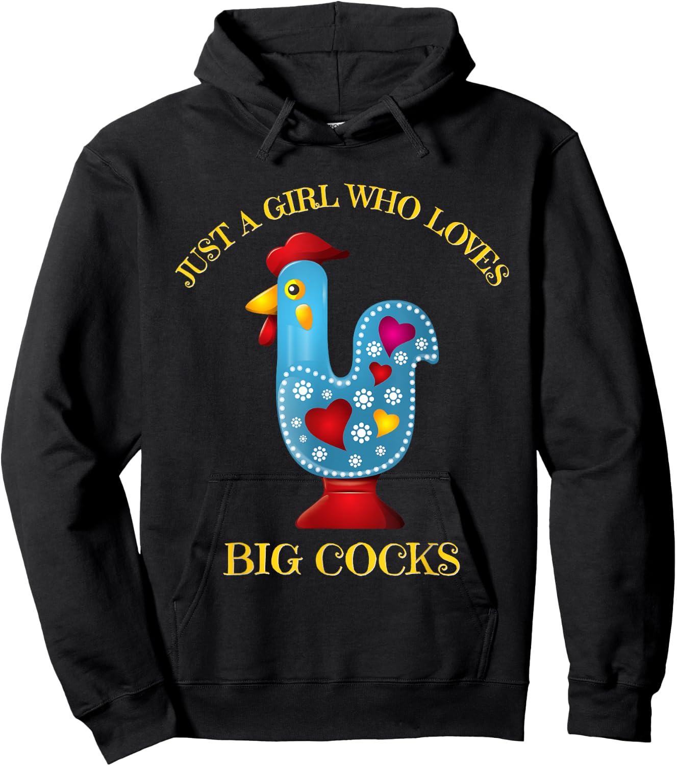 Funny Chicken shirt. JUST A GIRL WHO LOVES BIG COCKS Hoodie - Hoodie | Black