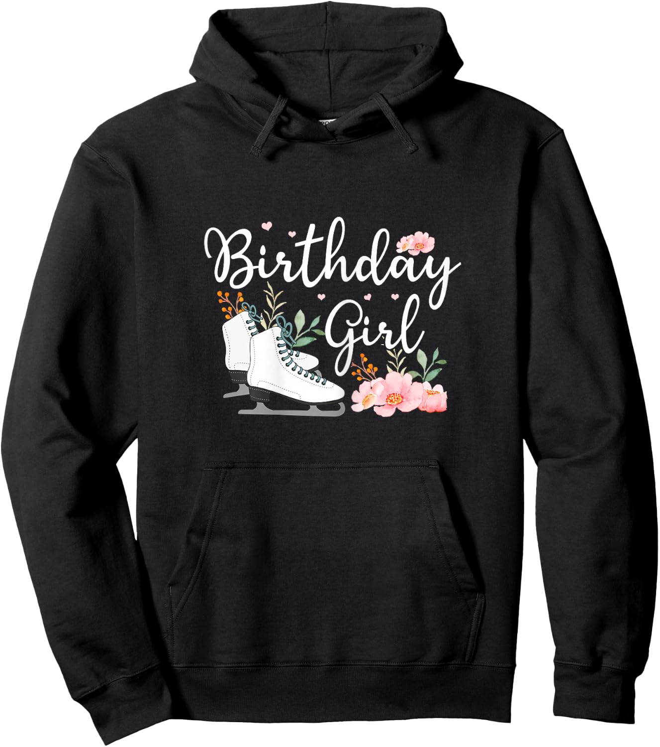 Funny Ice Skating Birthday Graphic and Girl Skater Hoodie - Hoodie | Black