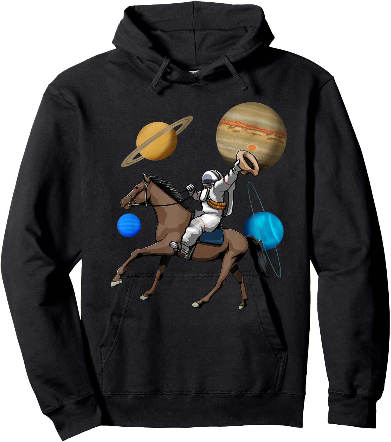 Space Cowboy Shirts Funny Vintage Western Men Retro Hoodie - Hoodie | Black