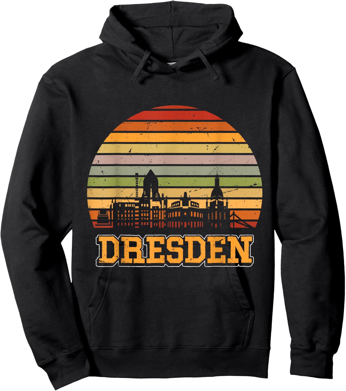 Dresden Skyline Retro Vintage Souvenir Dresden Hoodie - Hoodie | Black