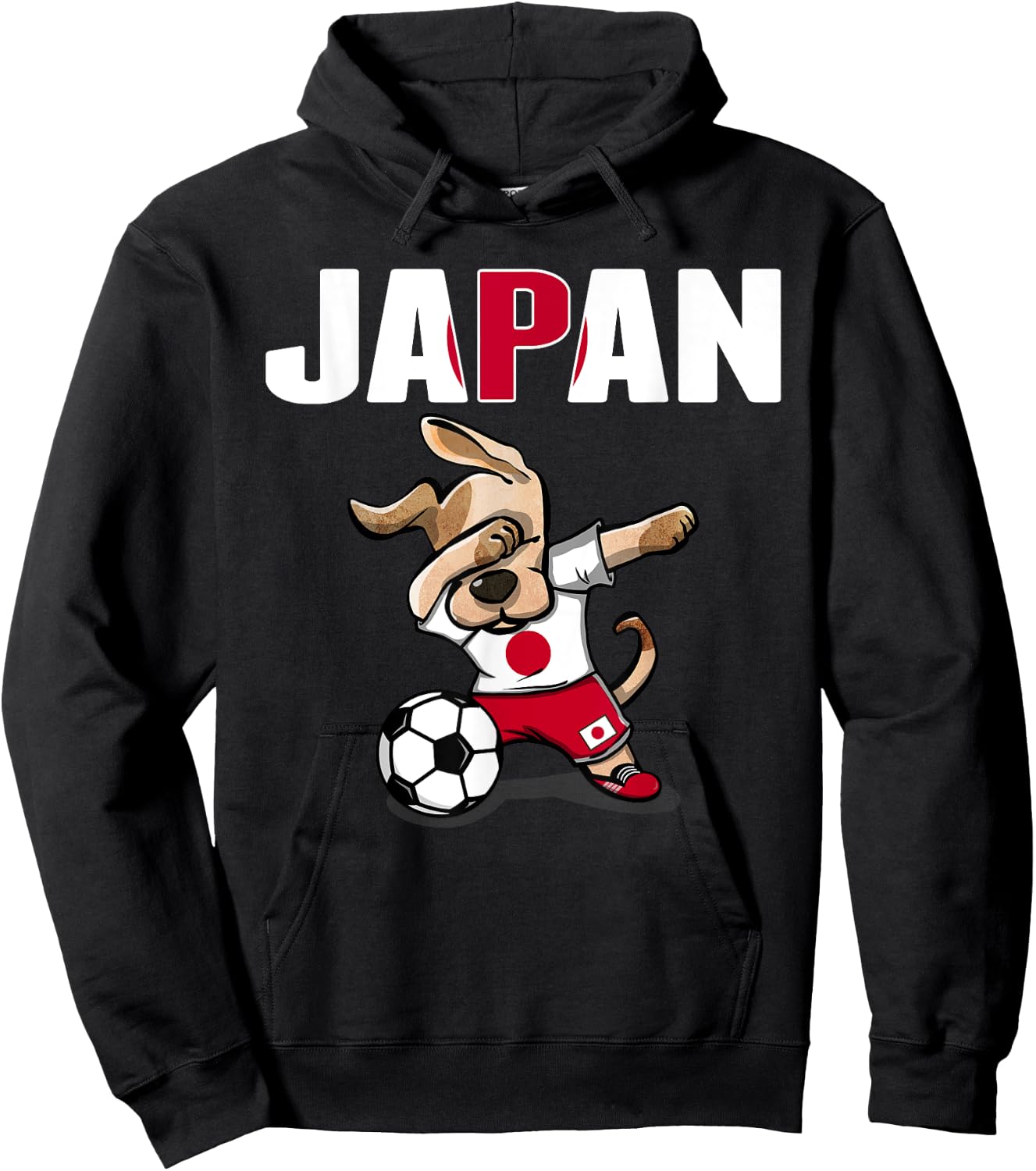 Dabbing Dog Japan Soccer Fans Jersey Japanese Flag Football Women Kids Hoodie - Hoodie | Black
