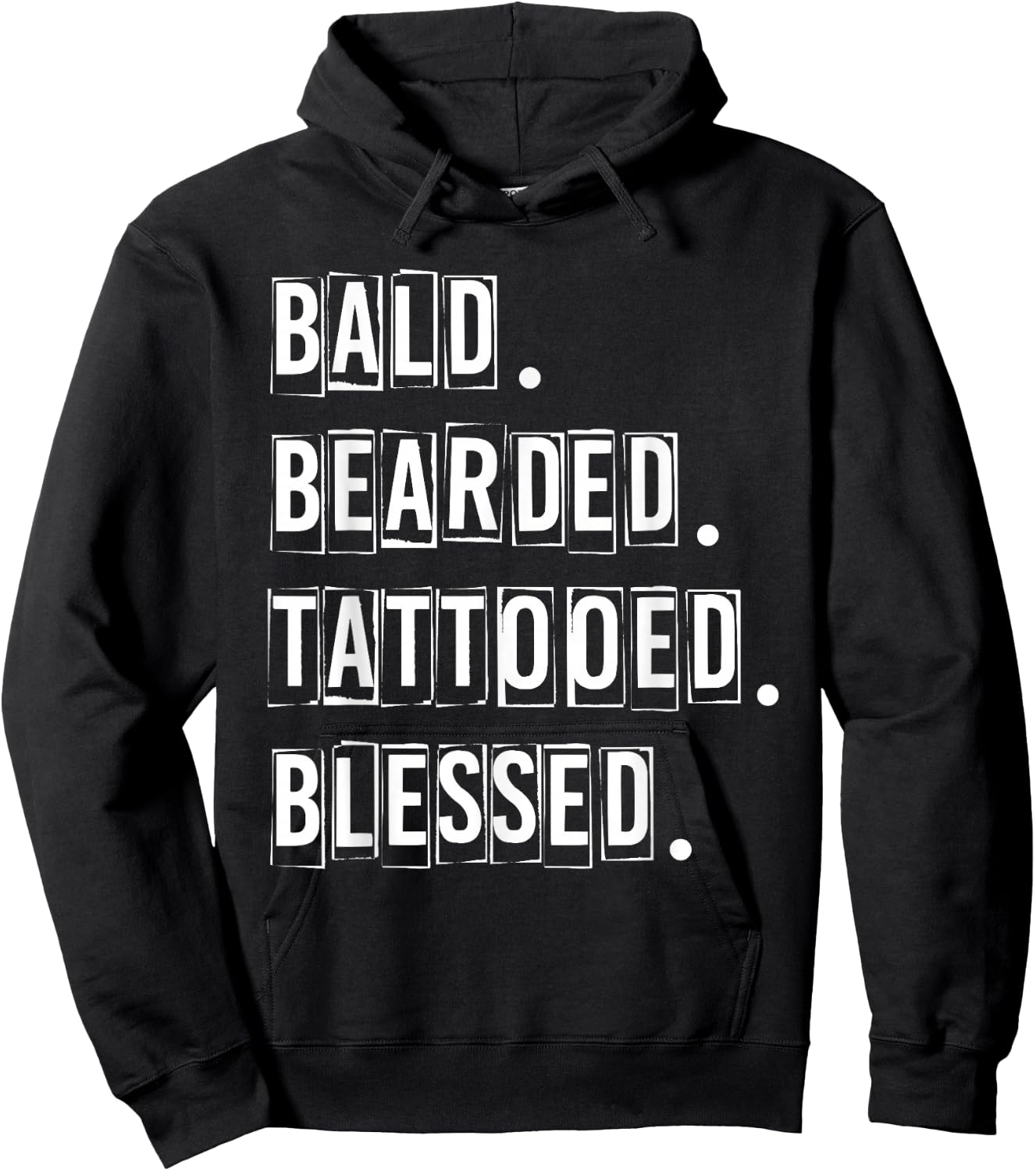 Bald Bearded Tattooed & Blessed Men Hoodie - Hoodie | Black