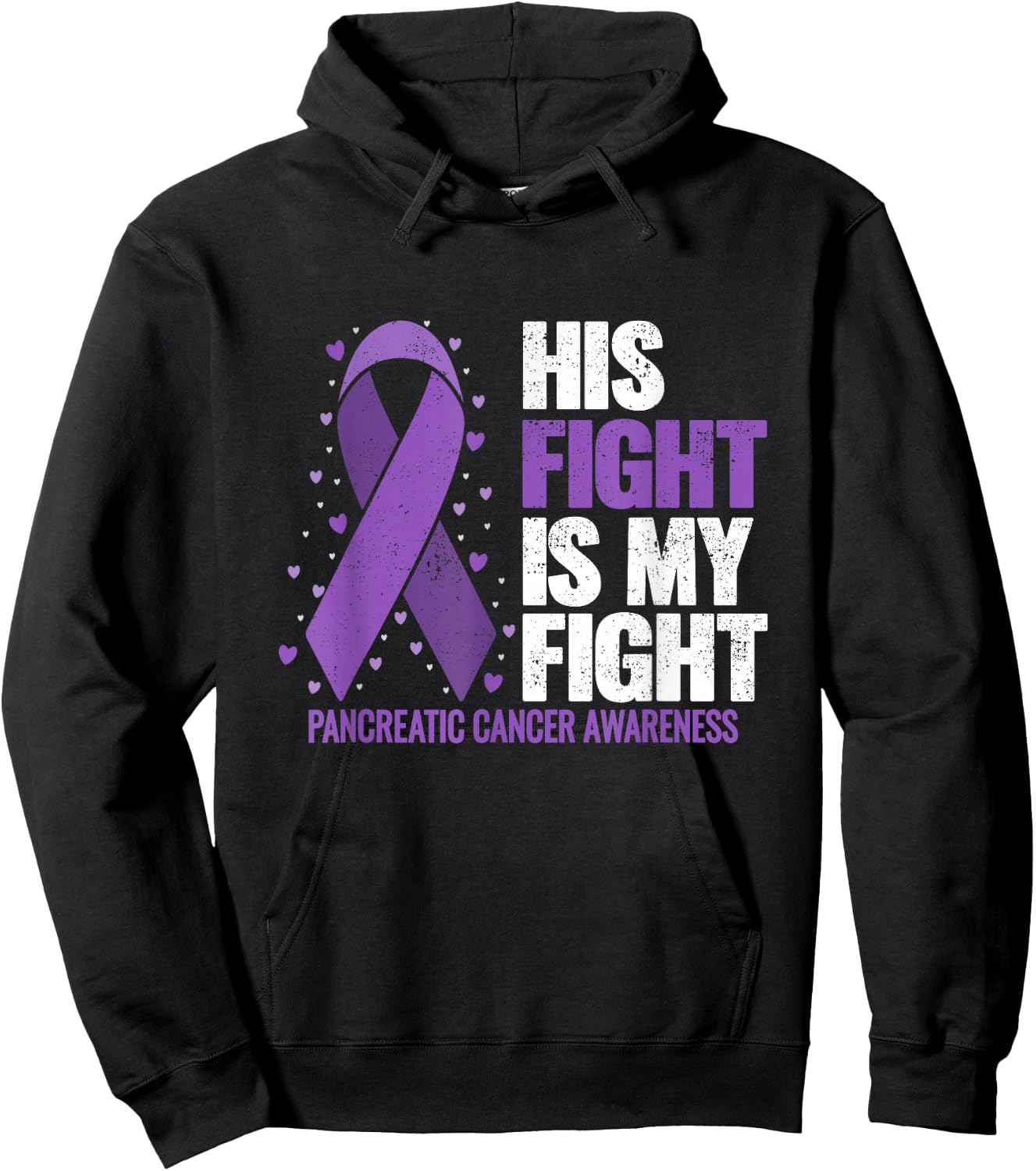 His Fight is my Fight Pancreatic Cancer Awareness Hoodie - Hoodie | Black
