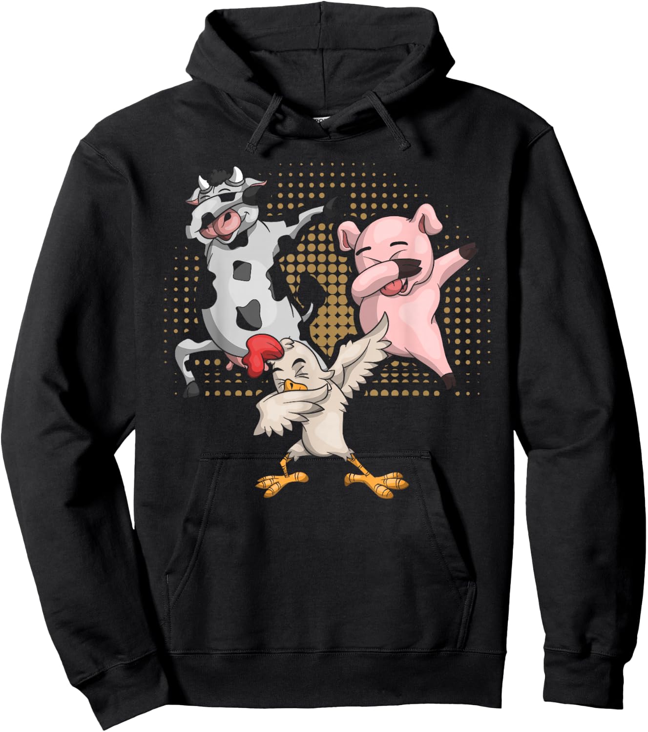 Dabbing Chicken Pig Cow Funny Farm Animal Hoodie - Hoodie | Black