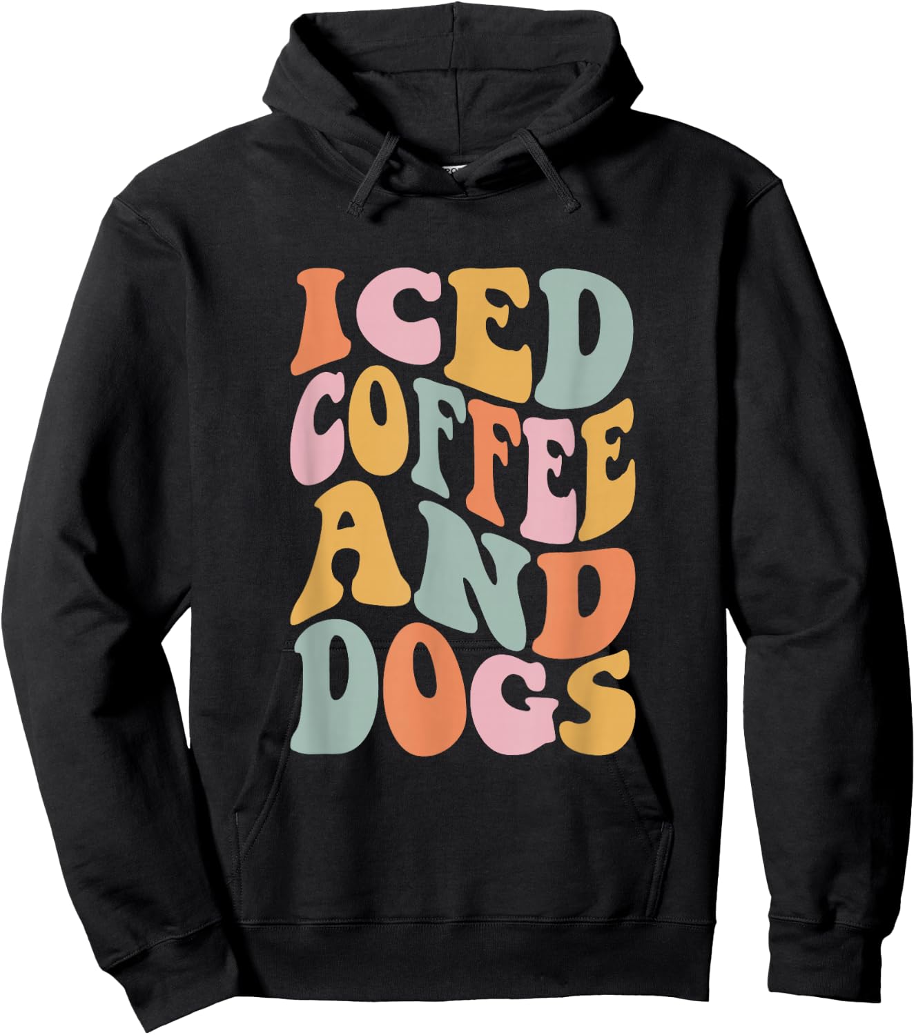 Iced Coffee and Dogs Funny Retro Vintage Hoodie - Hoodie | Black