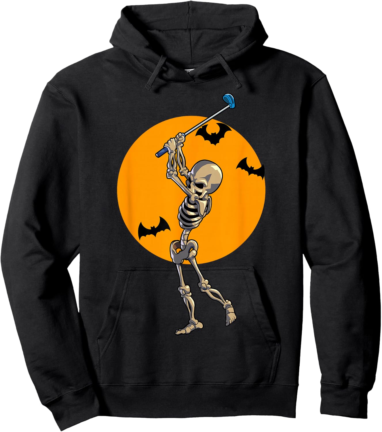 Golfing Skeleton Halloween Men Golf Halloween Golfer Hoodie - Hoodie | Black