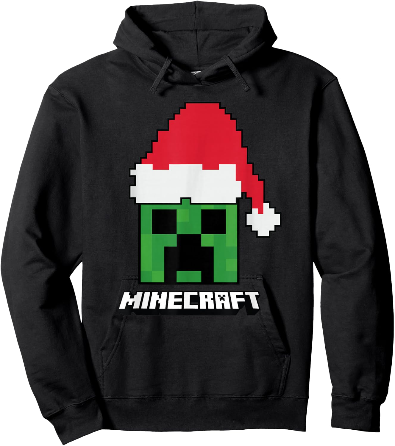 Minecraft Christmas Creeper Santa Hat Hoodie - Hoodie | Black
