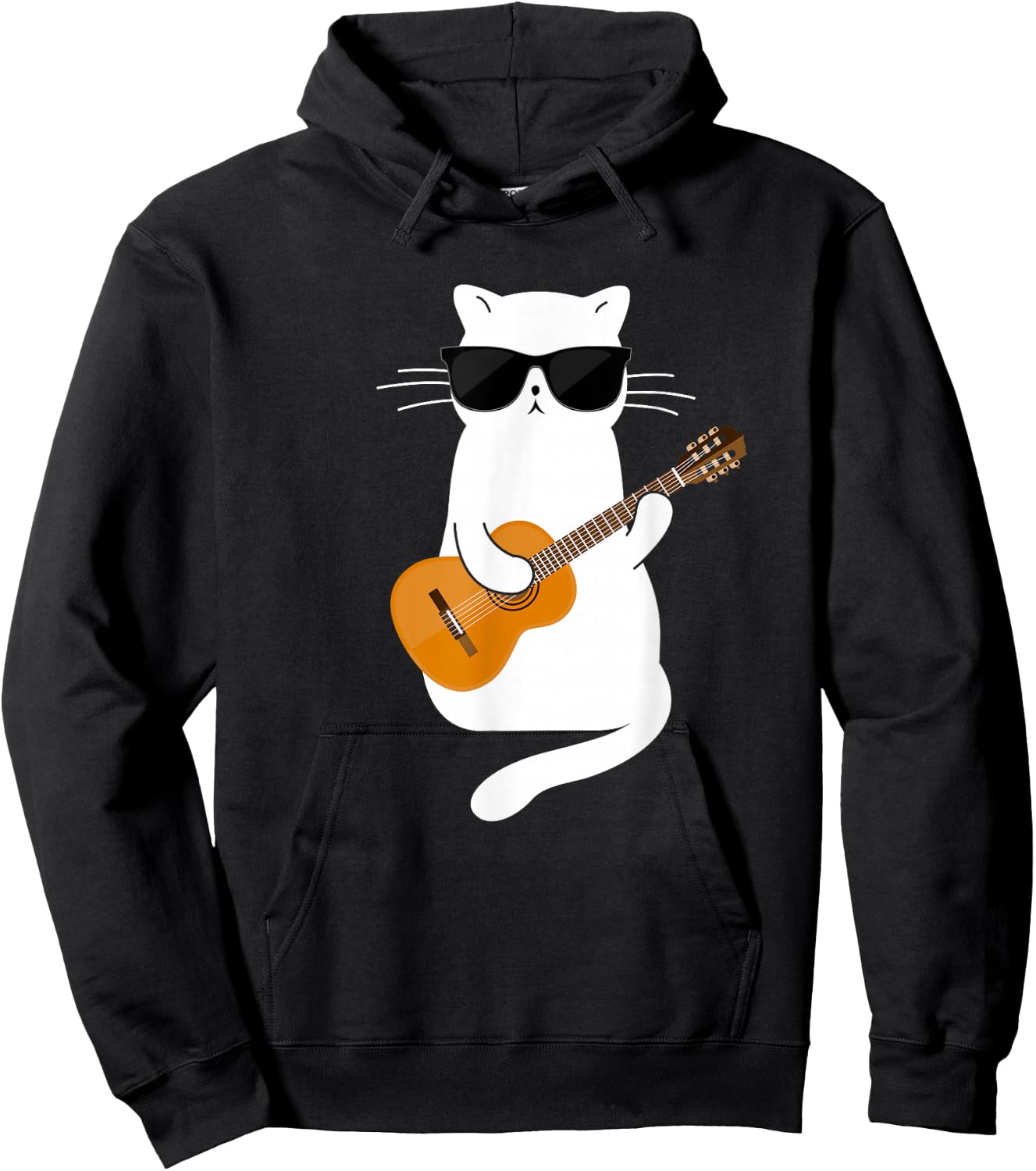 Cat Wearing Sunglasses Playing Guitar Guitarist Small Hoodie - Hoodie | Black
