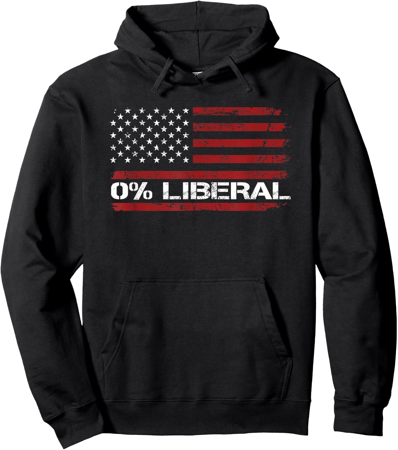 0% Liberal Zero Percent Anti Liberal - Red Republican Flag Hoodie - Hoodie | Black