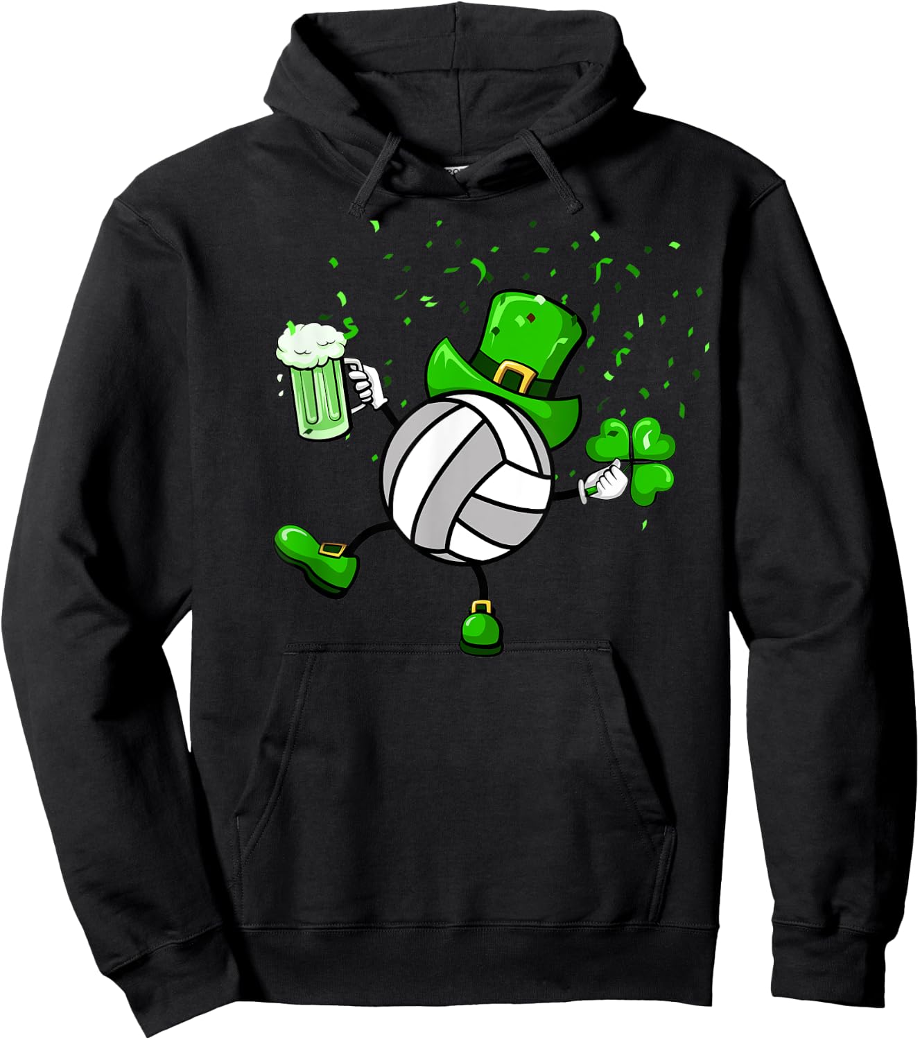 Cool Saint Patrick's Volleyball Shamrock Shirt Sport Lovers Hoodie - Hoodie | Black