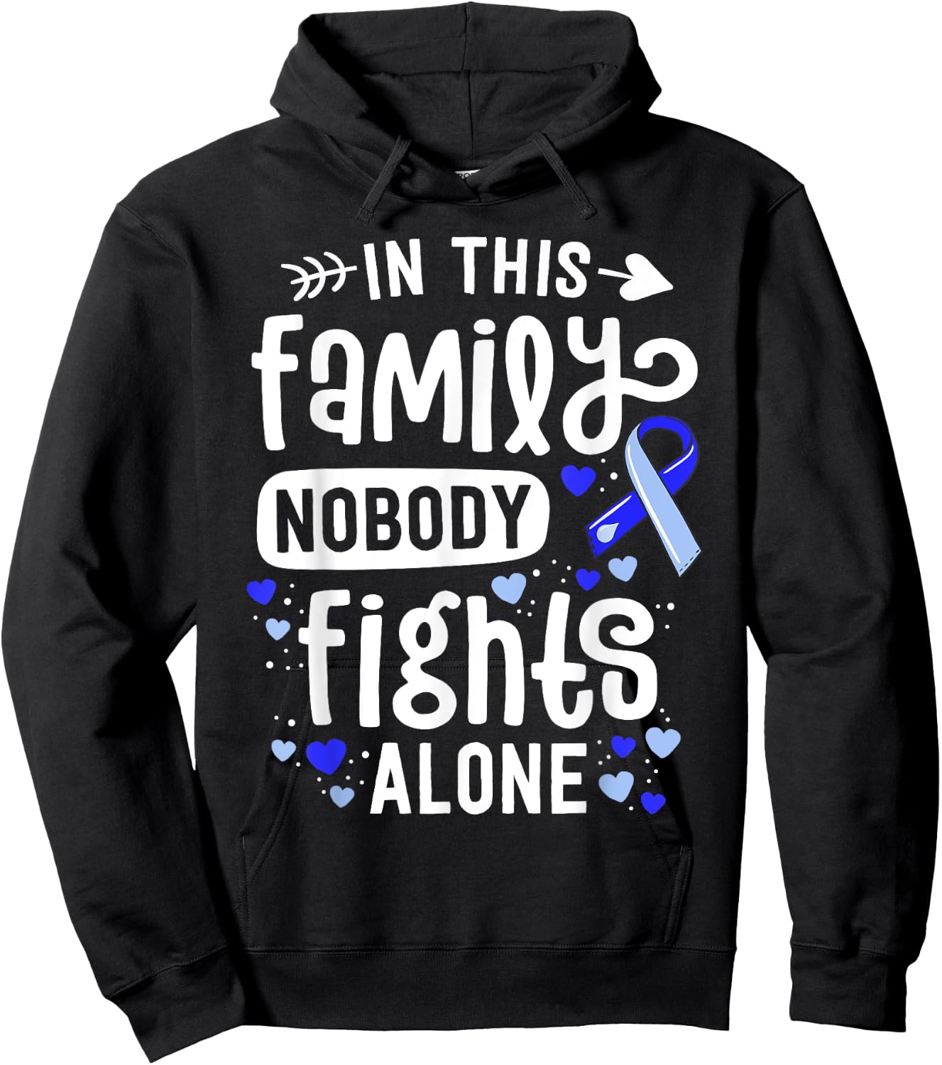 Family Hydrocephalus Awareness Month Brain Blue Ribbon Hoodie - Hoodie | Black