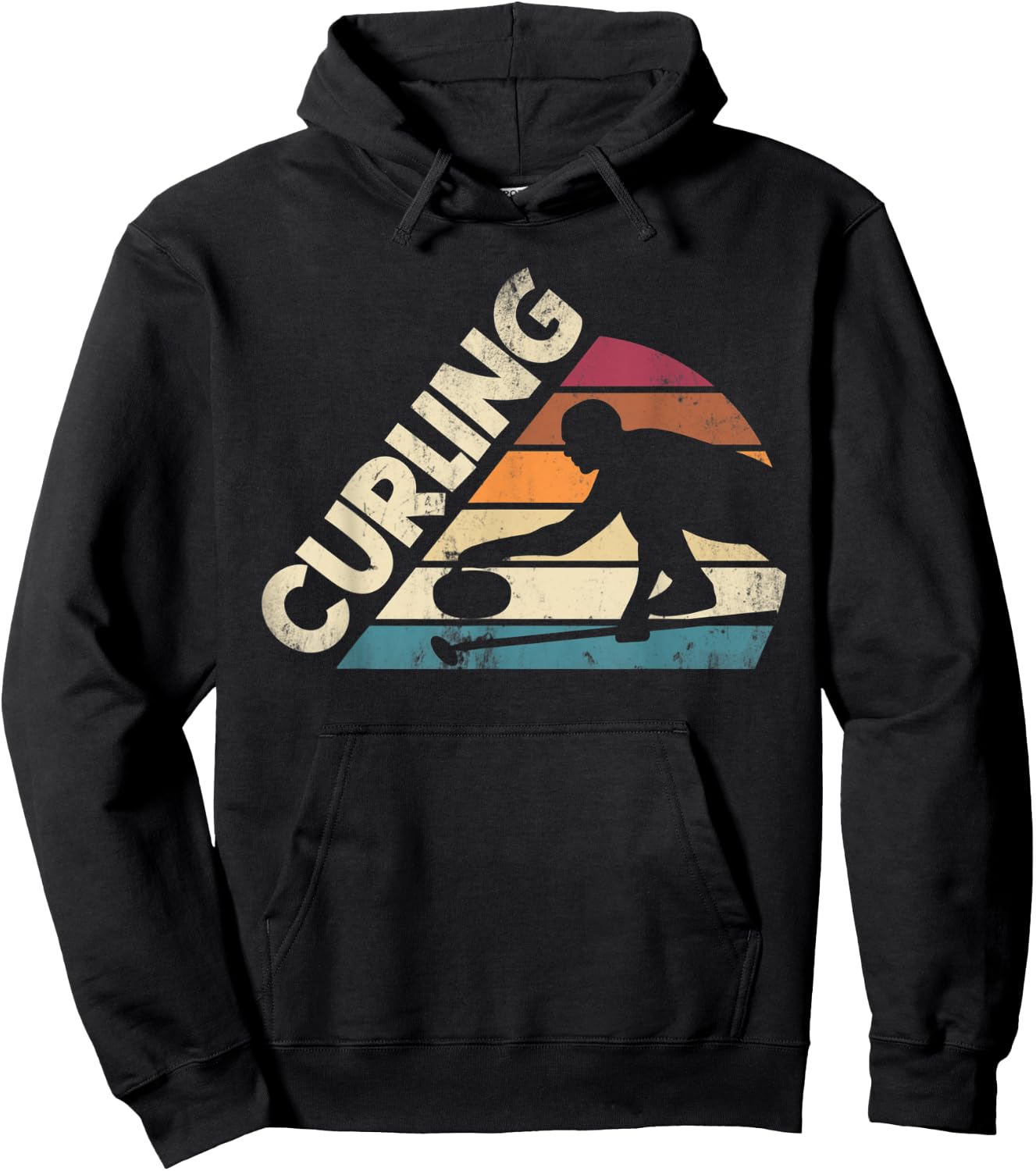 Curling Sport Curler Curling Player Silhouette Hoodie - Hoodie | Black