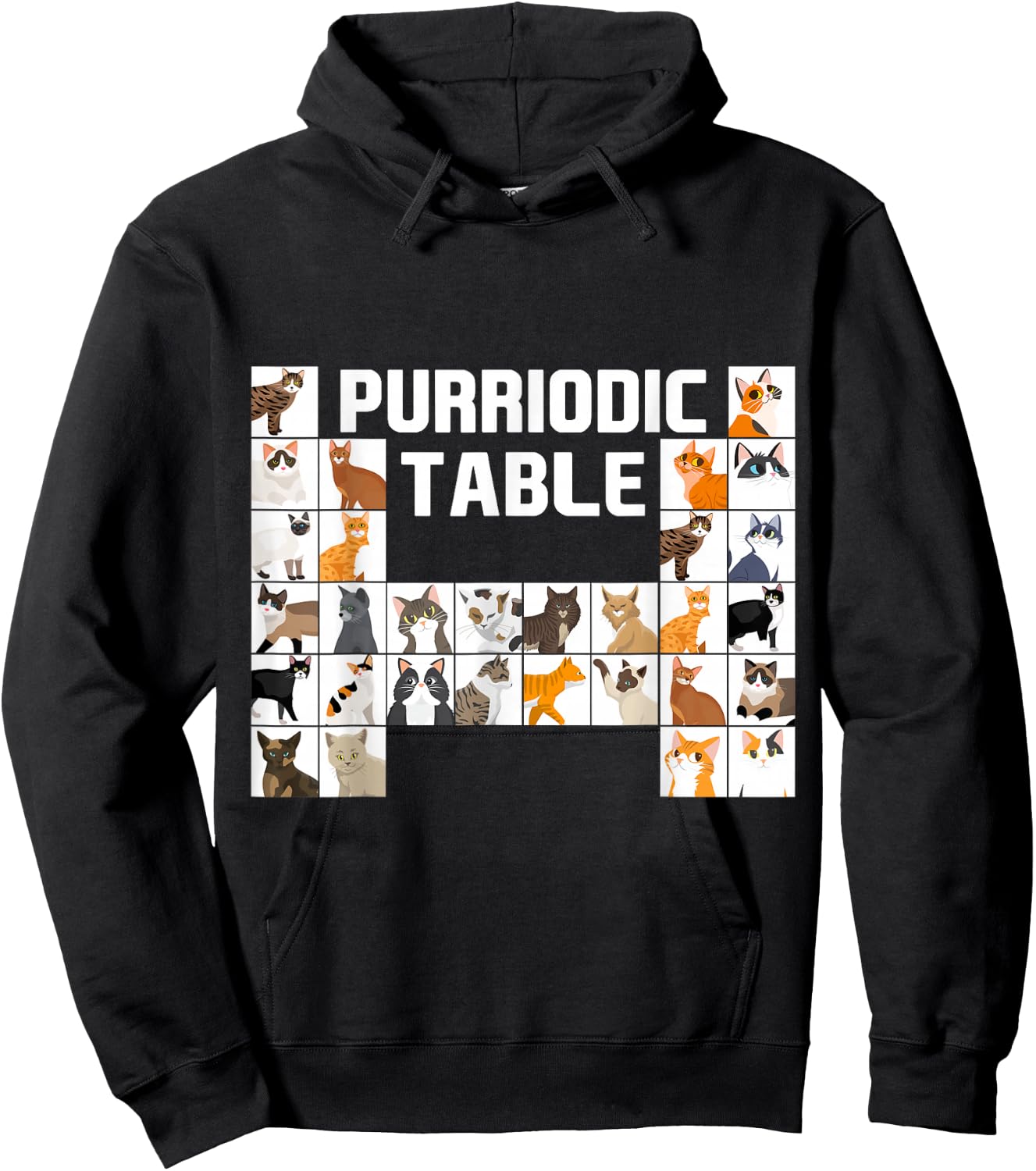 Purriodic Table Cat Science Funny Periodic Table Science Hoodie - Hoodie | Black