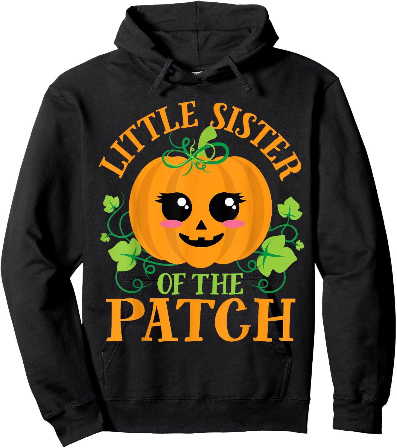 Little Sister Pumpkin Patch Matching Family Girls Halloween Hoodie - Hoodie | Black