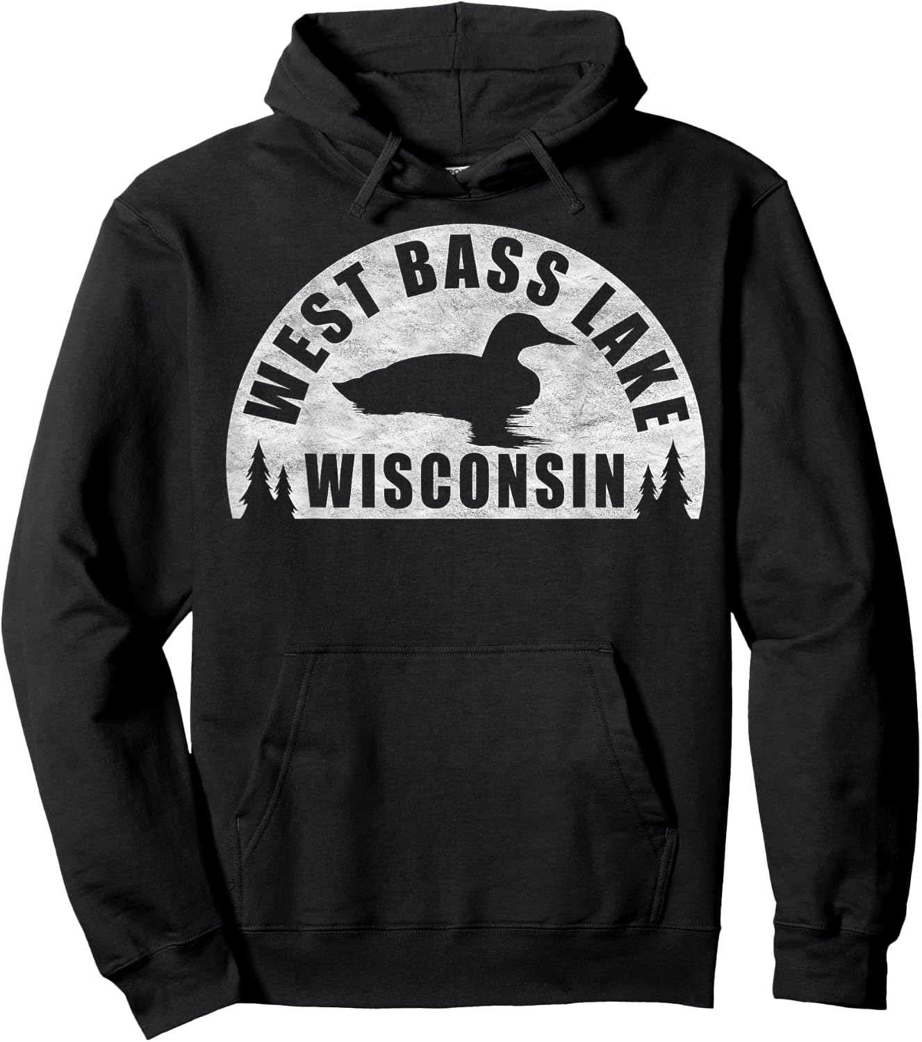 West Bass Lake Northern Wisconsin Loon Hoodie - Hoodie | Black