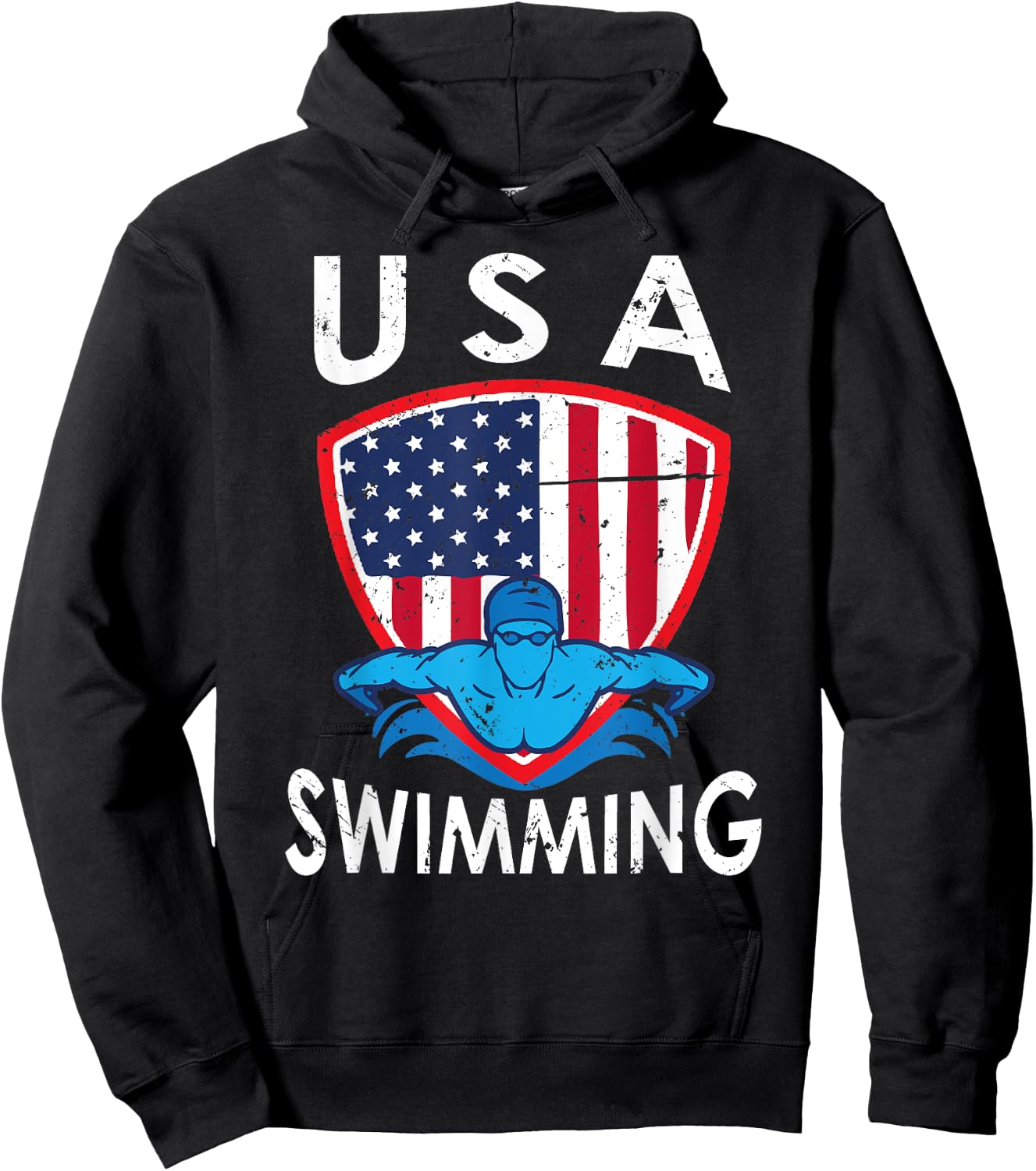USA Swimming Team Sport Athlete US Swim Aquatic Design Hoodie - Hoodie | Black