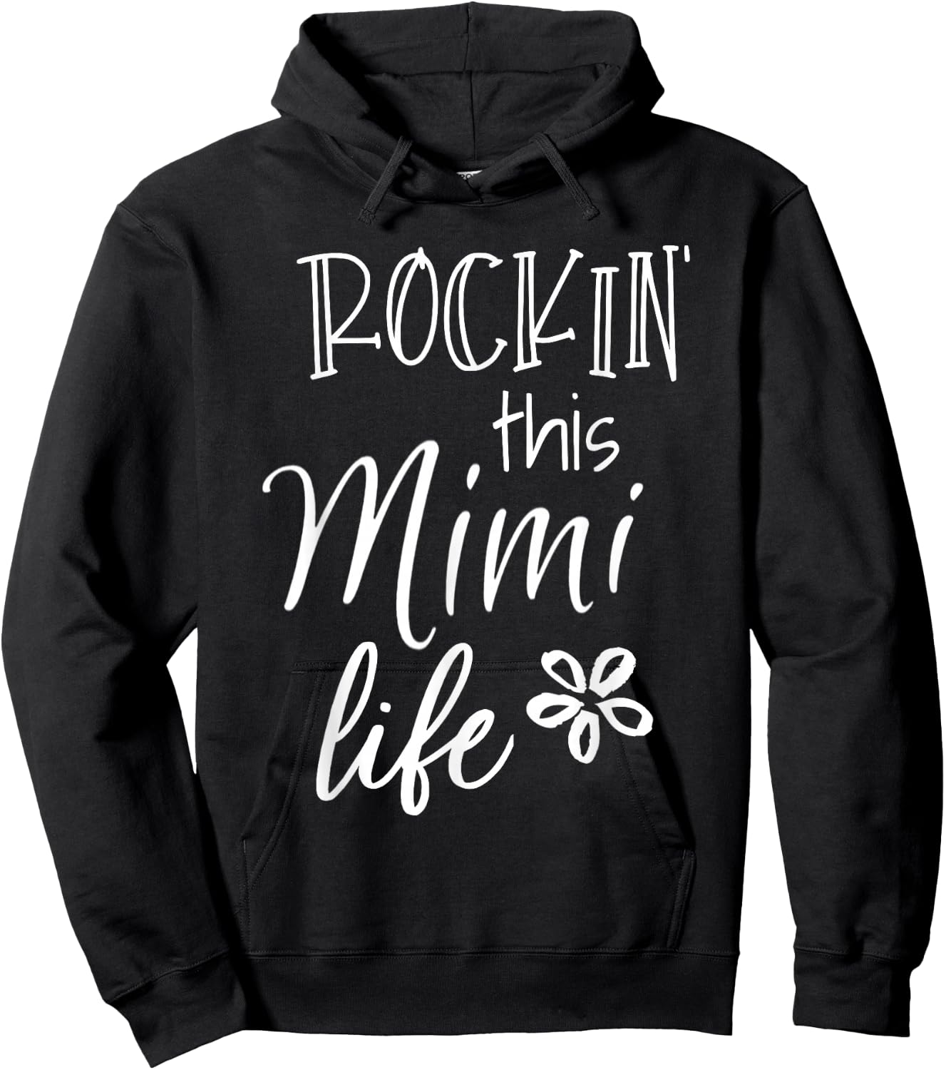 Rockin This Life Cute Mimi Graphic Gift from Grandkids Hoodie - Hoodie | Black