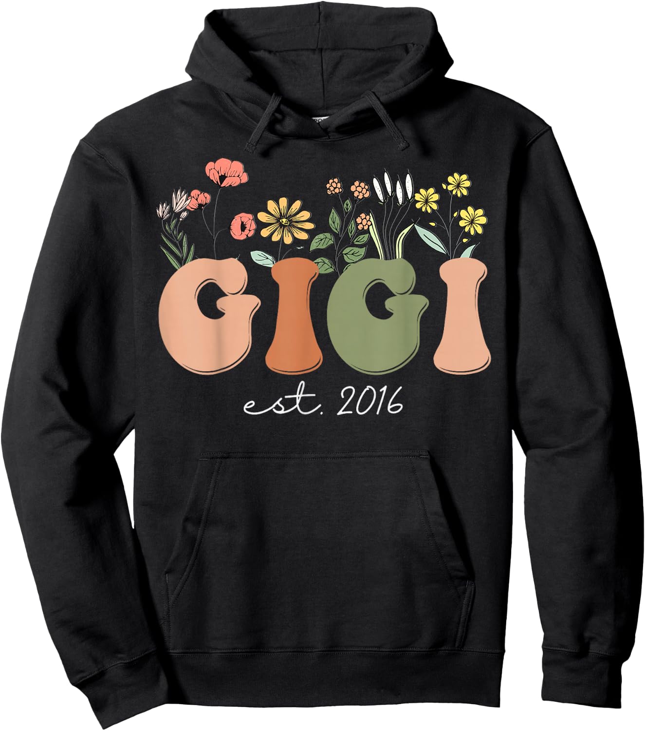 Soon To Be Gigi Est 2016 Wildflowers Pregnancy Announcement Hoodie - Hoodie | Black