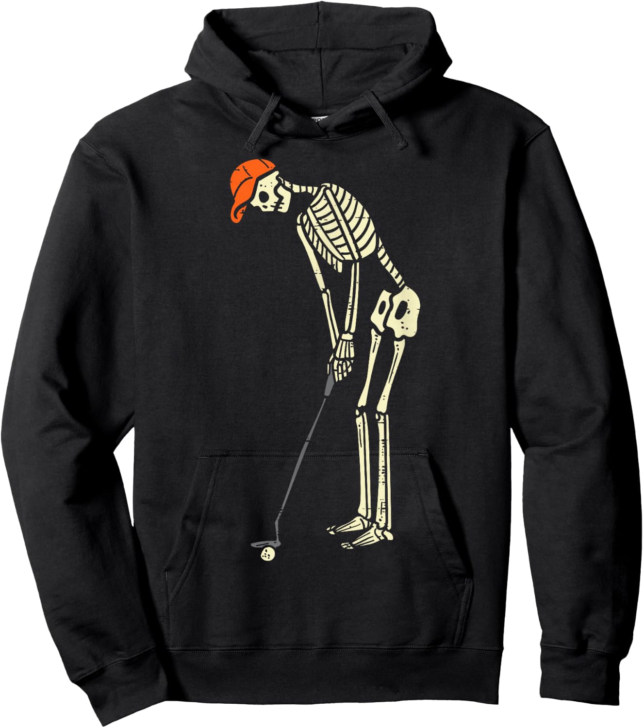 Skeleton Golf Funny Halloween Golfing Sports Golfer Men Hoodie - Hoodie | Black