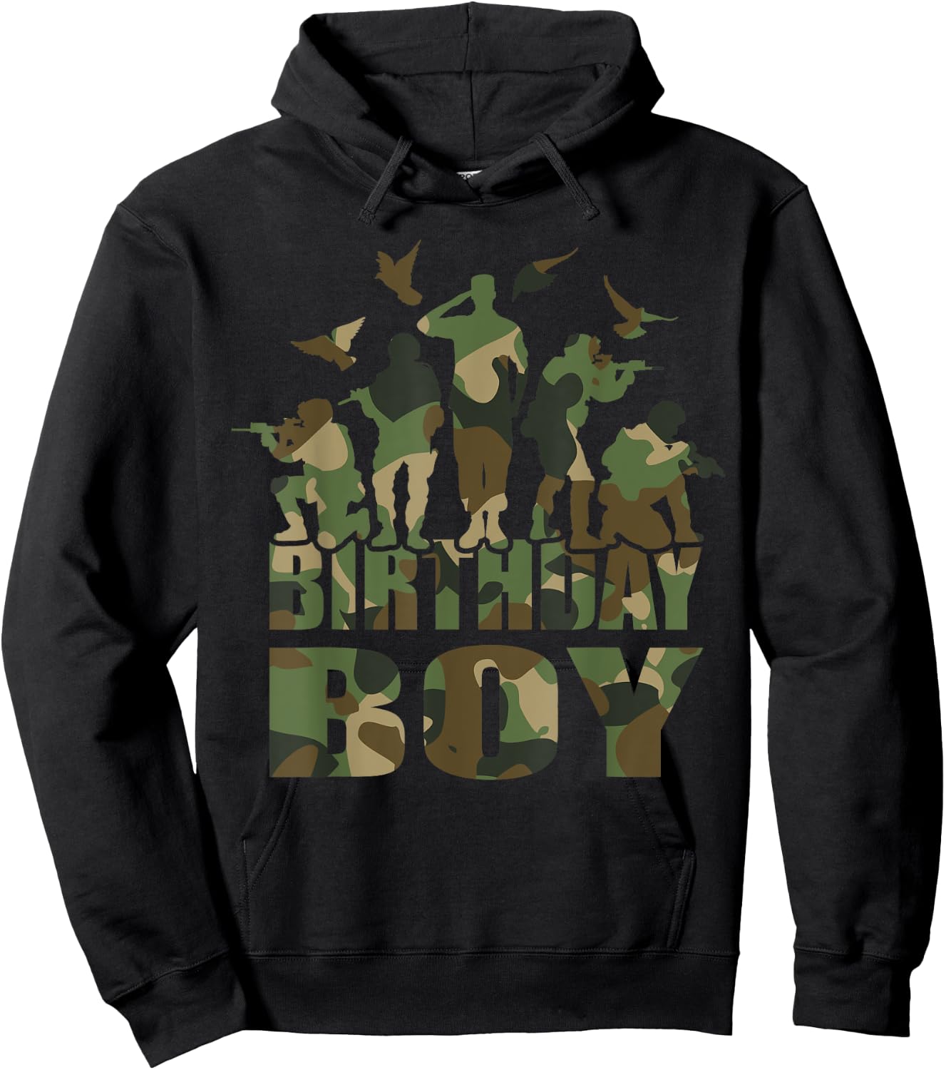 Birthday Boy American Camo Pattern Army Birthday Party Hoodie - Hoodie | Black